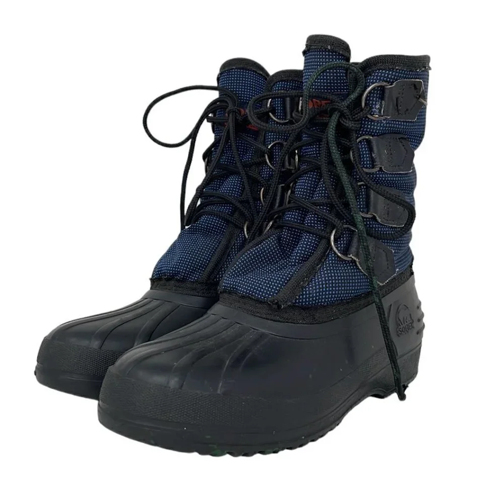Sorel Snow Boot Lace Up Shoe Blue Black Size 6